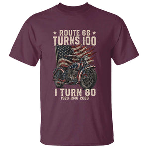 Route Highway 66 Turns 100 I Turn 80 T Shirt Vintage 1946 American Classic V-Twin Motorcycle Lover 80th Birthday Gift