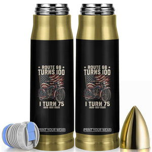 Route Highway 66 Turns 100 I Turn 75 Bullet Tumbler Vintage 1951 American Classic V-Twin Motorcycle Lover 75th Birthday Gift