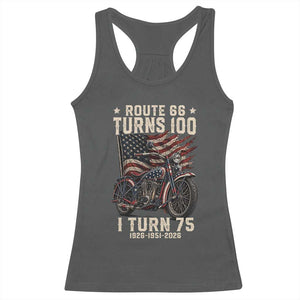 Route Highway 66 Turns 100 I Turn 75 Racerback Tank Top Vintage 1951 American Classic V-Twin Motorcycle Lover 75th Birthday Gift
