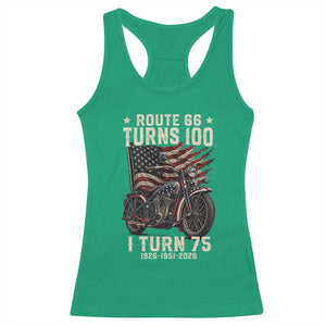 Route Highway 66 Turns 100 I Turn 75 Racerback Tank Top Vintage 1951 American Classic V-Twin Motorcycle Lover 75th Birthday Gift