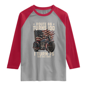 Route Highway 66 Turns 100 I Turn 75 Raglan Shirt Vintage 1951 American Classic V-Twin Motorcycle Lover 75th Birthday Gift