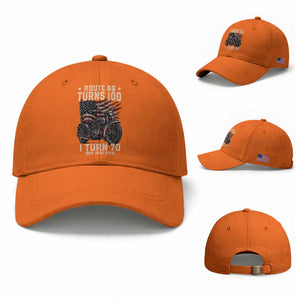 Route Highway 66 Turns 100 I Turn 70 Baseball Cap Vintage 1956 American Classic V-Twin Motorcycle Lover 70th Birthday Gift