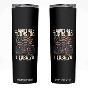 Route Highway 66 Turns 100 I Turn 70 Skinny Tumbler Vintage 1956 American Classic V-Twin Motorcycle Lover 70th Birthday Gift
