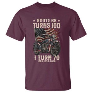 Route Highway 66 Turns 100 I Turn 70 T Shirt Vintage 1956 American Classic V-Twin Motorcycle Lover 70th Birthday Gift