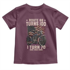 Route Highway 66 Turns 100 I Turn 70 Toddler T Shirt Vintage 1956 American Classic V-Twin Motorcycle Lover 70th Birthday Gift