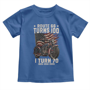 Route Highway 66 Turns 100 I Turn 70 Toddler T Shirt Vintage 1956 American Classic V-Twin Motorcycle Lover 70th Birthday Gift