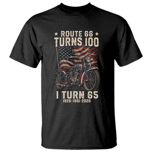 Route Highway 66 Turns 100 I Turn 65 T Shirt Vintage 1961 American Classic V-Twin Motorcycle Lover 65th Birthday Gift