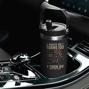 Route Highway 66 Turns 100 I Turn 60 Flip Straw Tumbler Vintage 1966 American Classic V-Twin Motorcycle Lover 60th Birthday Gift
