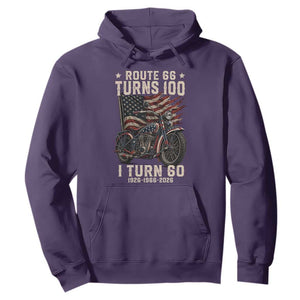 Route Highway 66 Turns 100 I Turn 60 Hoodie Vintage 1966 American Classic V-Twin Motorcycle Lover 60th Birthday Gift