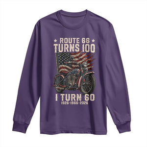 Route Highway 66 Turns 100 I Turn 60 Long Sleeve Shirt Vintage 1966 American Classic V-Twin Motorcycle Lover 60th Birthday Gift