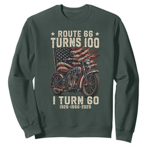 Route Highway 66 Turns 100 I Turn 60 Sweatshirt Vintage 1966 American Classic V-Twin Motorcycle Lover 60th Birthday Gift