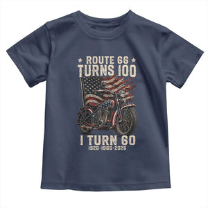 Route Highway 66 Turns 100 I Turn 60 Toddler T Shirt Vintage 1966 American Classic V-Twin Motorcycle Lover 60th Birthday Gift