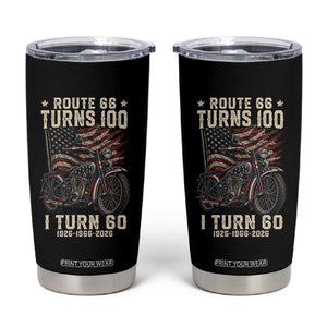 Route Highway 66 Turns 100 I Turn 60 Tumbler Cup Vintage 1966 American Classic V-Twin Motorcycle Lover 60th Birthday Gift