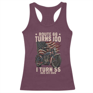 Route Highway 66 Turns 100 I Turn 55 Racerback Tank Top Vintage 1971 American Classic V-Twin Motorcycle Lover 55th Birthday Gift
