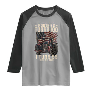 Route Highway 66 Turns 100 I Turn 55 Raglan Shirt Vintage 1971 American Classic V-Twin Motorcycle Lover 55th Birthday Gift