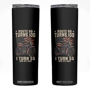 Route Highway 66 Turns 100 I Turn 55 Skinny Tumbler Vintage 1971 American Classic V-Twin Motorcycle Lover 55th Birthday Gift