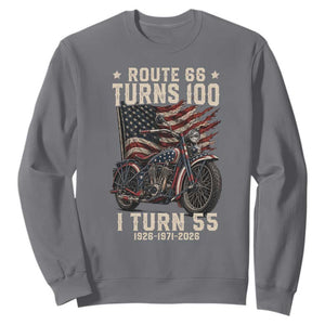 Route Highway 66 Turns 100 I Turn 55 Sweatshirt Vintage 1971 American Classic V-Twin Motorcycle Lover 55th Birthday Gift