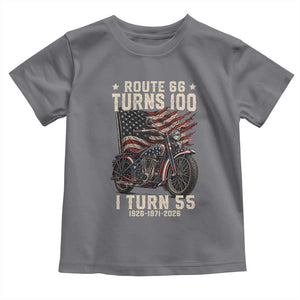 Route Highway 66 Turns 100 I Turn 55 Toddler T Shirt Vintage 1971 American Classic V-Twin Motorcycle Lover 55th Birthday Gift