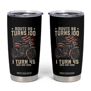 Route Highway 66 Turns 100 I Turn 45 Tumbler Cup Vintage 1981 American Classic V-Twin Motorcycle Lover 45th Birthday Gift