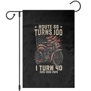 Route Highway 66 Turns 100 I Turn 40 Garden Flag Vintage 1986 American Classic V-Twin Motorcycle Lover 40th Birthday Gift