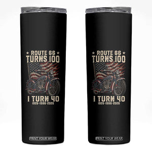 Route Highway 66 Turns 100 I Turn 40 Skinny Tumbler Vintage 1986 American Classic V-Twin Motorcycle Lover 40th Birthday Gift