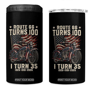 Route Highway 66 Turns 100 I Turn 35 4 in 1 Can Cooler Tumbler Vintage 1991 American Clasic V-Twin Motorcycle Lover 35th Birthday Gift