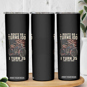 Route Highway 66 Turns 100 I Turn 35 Skinny Tumbler Vintage 1991 American Clasic V-Twin Motorcycle Lover 35th Birthday Gift