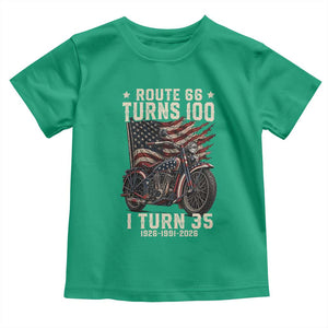 Route Highway 66 Turns 100 I Turn 35 Toddler T Shirt Vintage 1991 American Clasic V-Twin Motorcycle Lover 35th Birthday Gift