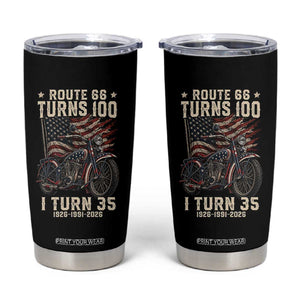 Route Highway 66 Turns 100 I Turn 35 Tumbler Cup Vintage 1991 American Clasic V-Twin Motorcycle Lover 35th Birthday Gift
