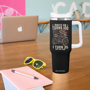 Route Highway 66 Turns 100 I Turn 35 Tumbler With Handle Vintage 1991 American Clasic V-Twin Motorcycle Lover 35th Birthday Gift