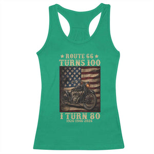 Route Highway 66 Turns 100 I Turn 80 Racerback Tank Top Vintage 1946 American Motorcycle Lover 80th Birthday Gift