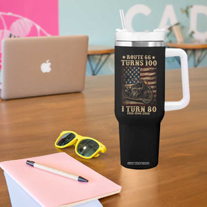 Route Highway 66 Turns 100 I Turn 80 Tumbler With Handle Vintage 1946 American Motorcycle Lover 80th Birthday Gift