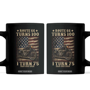 Route Highway 66 Turns 100 I Turn 75 Coffee Mug Vintage 1951 American Motorcycle Lover 75th Birthday Gift