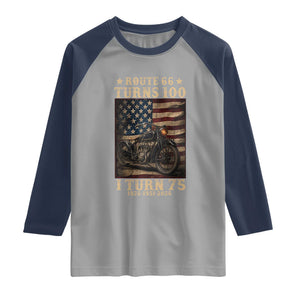 Route Highway 66 Turns 100 I Turn 75 Raglan Shirt Vintage 1951 American Motorcycle Lover 75th Birthday Gift