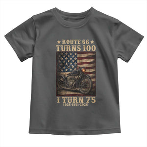 Route Highway 66 Turns 100 I Turn 75 Toddler T Shirt Vintage 1951 American Motorcycle Lover 75th Birthday Gift