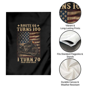 Route Highway 66 Turns 100 I Turn 70 Garden Flag Vintage 1956 American Motorcycle Lover 70th Birthday Gift