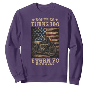 Route Highway 66 Turns 100 I Turn 70 Sweatshirt Vintage 1956 American Motorcycle Lover 70th Birthday Gift