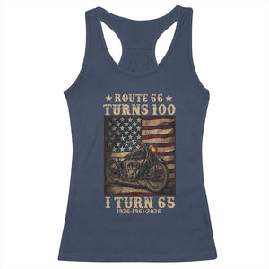 Route Highway 66 Turns 100 I Turn 65 Racerback Tank Top Vintage 1961 American Motorcycle Lover 65th Birthday Gift