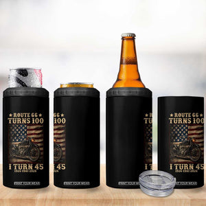 Route Highway 66 Turns 100 I Turn 45 4 in 1 Can Cooler Tumbler Vintage 1981 American Motorcycle Lover 45th Birthday Gift