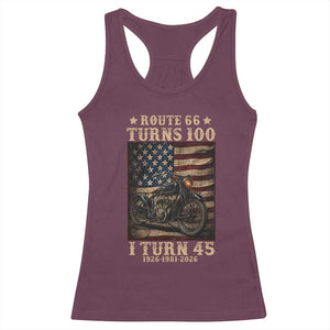 Route Highway 66 Turns 100 I Turn 45 Racerback Tank Top Vintage 1981 American Motorcycle Lover 45th Birthday Gift