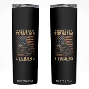 Route Highway 66 Turns 100 I Turn 45 Skinny Tumbler Vintage 1981 American Motorcycle Lover 45th Birthday Gift
