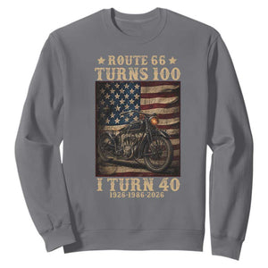 Route Highway 66 Turns 100 I Turn 40 Sweatshirt Vintage 1986 American Motorcycle Lover 40th Birthday Gift