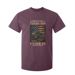 Route Highway 66 Turns 100 I Turn 35 T Shirt For Kid Vintage 1991 American Motorcycle Lover 35th Birthday Gift