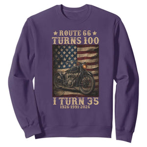 Route Highway 66 Turns 100 I Turn 35 Sweatshirt Vintage 1991 American Motorcycle Lover 35th Birthday Gift