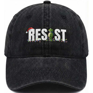 Resist Frog Christmas Washed Cotton Baseball Cap Funny Portland Protest ICE Activist Meme 2025 TS14 Washed Cap Universal Fit Black Print Your Wear