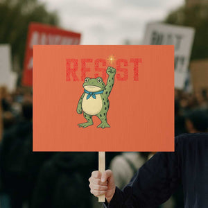 Resist Frog AIDS Awareness Protest Sign Portland Activist Political Meme HIV Support Red Ribbon TS14 Horizontal 18" × 24" Orange Print Your Wear