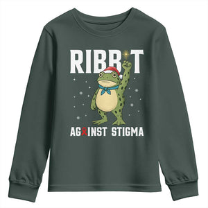 Resist Frog AIDS Awareness Christmas Youth Sweatshirt Funny Portland Activist Meme HIV Support Red Ribbon TS14 Dark Forest Green Print Your Wear