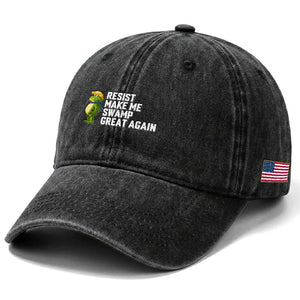 Resist Frog Washed Cotton Baseball Cap Funny Polittical 2025 Meme TS14 Print Your Wear