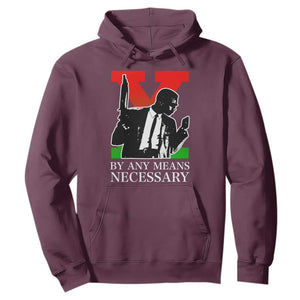 Malcolm X Hoodie By Any Means Necessary TS14 Maroon Print Your Wear