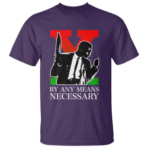 Malcolm X T Shirt - By Any Means Necessary Civil Rights Black Power Tribute Tee TS14 Purple Print Your Wear